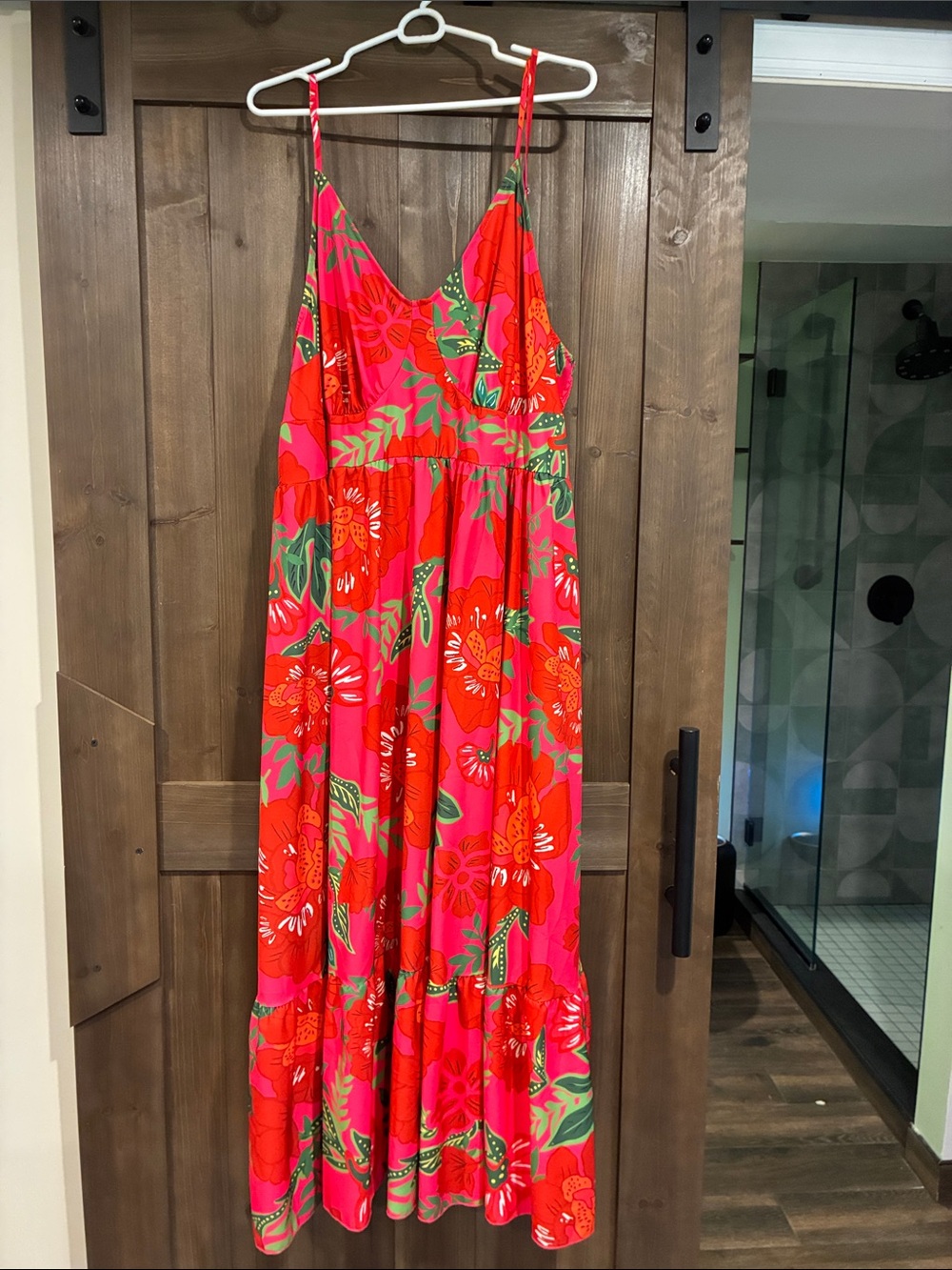 Bright Floral Pink Maxi Dress 4X